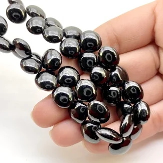 Black Spinel 10-12mm Smooth Heart Shape AAA Grade Gemstone Beads Strand - Total 1 Strand of 8 Inch.