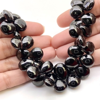 Black Spinel 13-15mm Smooth Pear Shape AAA Grade Gemstone Beads Strand - Total 1 Strand of 8 Inch.