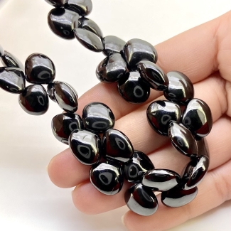 Black Spinel 9-13mm Smooth Heart Shape AAA Grade Gemstone Beads Strand - Total 1 Strand of 8.5 Inch.