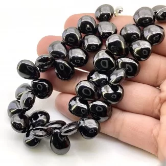 Black Spinel 11-13mm Smooth Pear Shape AAA Grade Gemstone Beads Strand - Total 1 Strand of 7.5 Inch.