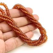 Hessonite Garnet 3.5-5mm Smooth Rondelle Shape AAA Grade Gemstone Beads Strand - Total 1 Strand of 18 Inch.