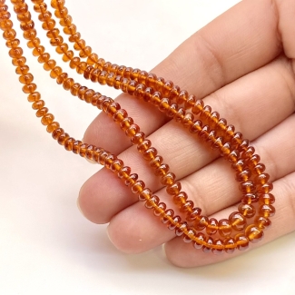 Hessonite Garnet 3.5-5mm Smooth Rondelle Shape AAA Grade Gemstone Beads Strand - Total 1 Strand of 18 Inch.
