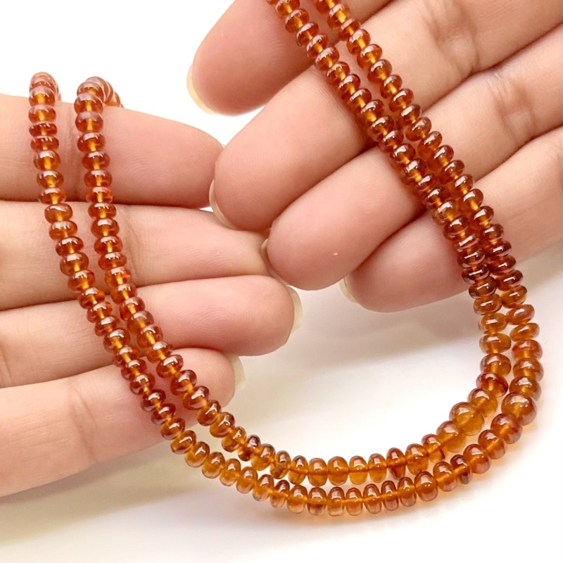 Hessonite Garnet 3.5-5mm Smooth Rondelle Shape AAA Grade Gemstone Beads Strand - Total 1 Strand of 18 Inch.