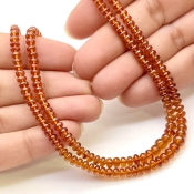 Hessonite Garnet 3.5-5mm Smooth Rondelle Shape AAA Grade Gemstone Beads Strand - Total 1 Strand of 18 Inch.