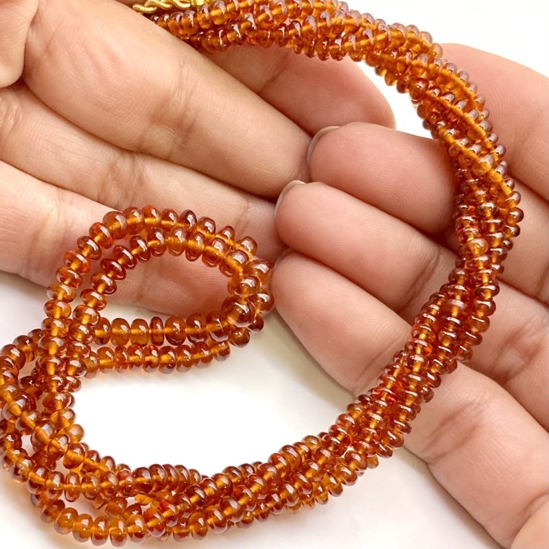 Hessonite Garnet 3.5-5mm Smooth Rondelle Shape AAA Grade Gemstone Beads Strand - Total 1 Strand of 18 Inch.