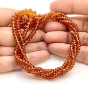 Hessonite Garnet 3.5-5mm Smooth Rondelle Shape AAA Grade Gemstone Beads Strand - Total 1 Strand of 18 Inch.