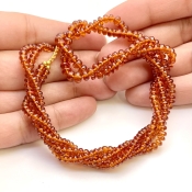 Hessonite Garnet 3.5-5mm Smooth Rondelle Shape AAA Grade Gemstone Beads Strand - Total 1 Strand of 16 Inch.