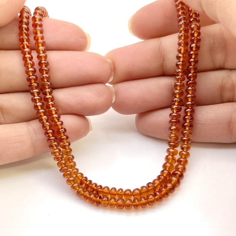 Hessonite Garnet 3.5-5mm Smooth Rondelle Shape AAA Grade Gemstone Beads Strand - Total 1 Strand of 16 Inch.
