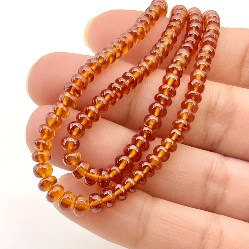 Hessonite Garnet 3.5-5mm Smooth Rondelle Shape AAA Grade Gemstone Beads Strand - Total 1 Strand of 16 Inch.