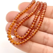 Hessonite Garnet 3.5-5mm Smooth Rondelle Shape AAA Grade Gemstone Beads Strand - Total 1 Strand of 16 Inch.