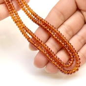 Hessonite Garnet 3.5-5mm Smooth Rondelle Shape AAA Grade Gemstone Beads Strand - Total 1 Strand of 16 Inch.