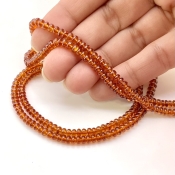 Hessonite Garnet 3.5-5mm Smooth Rondelle Shape AAA Grade Gemstone Beads Strand - Total 1 Strand of 16 Inch.