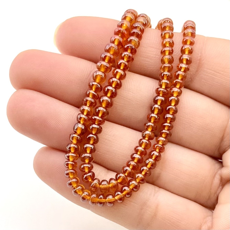 Hessonite Garnet 3.5-4.5mm Smooth Rondelle Shape AAA Grade Gemstone Beads Strand - Total 1 Strand of 15 Inch.