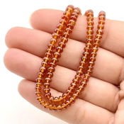 Hessonite Garnet 3.5-4.5mm Smooth Rondelle Shape AAA Grade Gemstone Beads Strand - Total 1 Strand of 15 Inch.