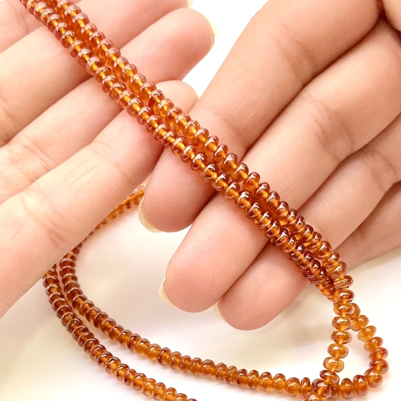 Hessonite Garnet 3.5-4.5mm Smooth Rondelle Shape AAA Grade Gemstone Beads Strand - Total 1 Strand of 15 Inch.