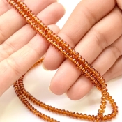 Hessonite Garnet 3.5-4.5mm Smooth Rondelle Shape AAA Grade Gemstone Beads Strand - Total 1 Strand of 15 Inch.