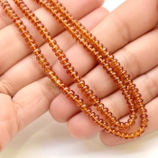 Hessonite Garnet 3.5-4.5mm Smooth Rondelle Shape AAA Grade Gemstone Beads Strand - Total 1 Strand of 15 Inch.