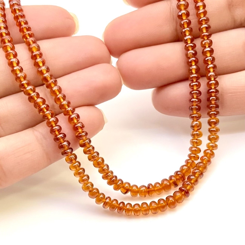 Hessonite Garnet 3.5-4.5mm Smooth Rondelle Shape AAA Grade Gemstone Beads Strand - Total 1 Strand of 15 Inch.