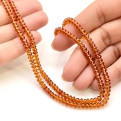 Hessonite Garnet 3.5-4.5mm Smooth Rondelle Shape AAA Grade Gemstone Beads Strand - Total 1 Strand of 15 Inch.
