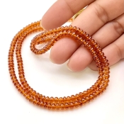 Hessonite Garnet 3.5-4.5mm Smooth Rondelle Shape AAA Grade Gemstone Beads Strand - Total 1 Strand of 15 Inch.