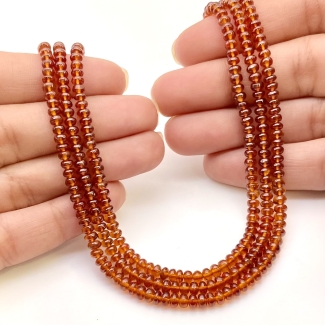 Hessonite Garnet 3-4mm Smooth Rondelle Shape AAA Grade Gemstone Beads Strand - Total 1 Strand of 18 Inch.