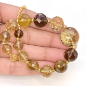Whisky Quartz 6.5-16mm Faceted Round Shape AA+ Grade Gemstone Beads Strand - Total 1 Strand of 7 Inch.
