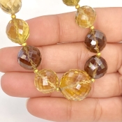 Whisky Quartz 6.5-16mm Faceted Round Shape AA+ Grade Gemstone Beads Strand - Total 1 Strand of 7 Inch.
