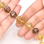 Whisky Quartz 6.5-16mm Faceted Round Shape AA+ Grade Gemstone Beads Strand - Total 1 Strand of 7 Inch.