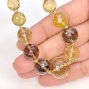 Whisky Quartz 6.5-16mm Faceted Round Shape AA+ Grade Gemstone Beads Strand - Total 1 Strand of 7 Inch.