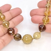 Whisky Quartz 6.5-16mm Faceted Round Shape AA+ Grade Gemstone Beads Strand - Total 1 Strand of 7 Inch.