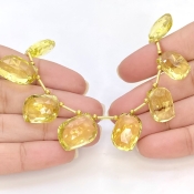 Lemon Quartz 15.5-19mm Briolette Mango Shape AAA+ Grade Gemstone Beads Layout - Total 1 Strand of 8 Inch.