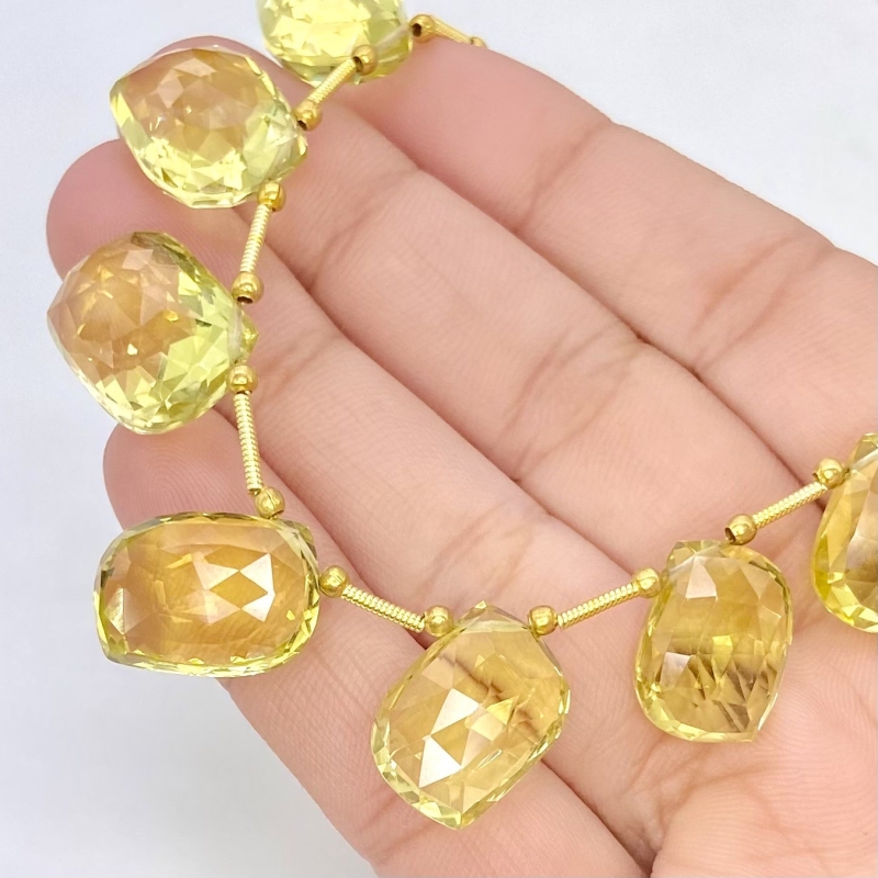 Lemon Quartz 15.5-19mm Briolette Mango Shape AAA+ Grade Gemstone Beads Layout - Total 1 Strand of 8 Inch.