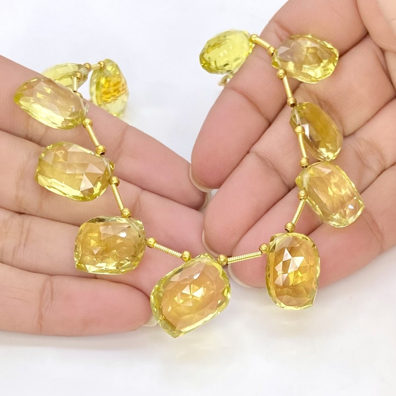 Lemon Quartz 15.5-19mm Briolette Mango Shape AAA+ Grade Gemstone Beads Layout - Total 1 Strand of 8 Inch.