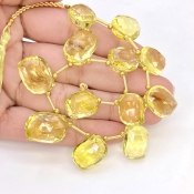 Lemon Quartz 15.5-19mm Briolette Mango Shape AAA+ Grade Gemstone Beads Layout - Total 1 Strand of 8 Inch.