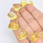 Lemon Quartz 15.5-19mm Briolette Mango Shape AAA+ Grade Gemstone Beads Layout - Total 1 Strand of 8 Inch.