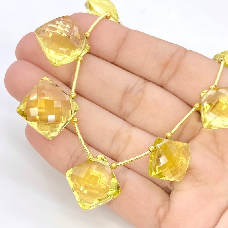 Lemon Quartz 12-16mm Briolette Square Shape AAA+ Grade Gemstone Beads Layout - Total 1 Strand of 9 Inch.