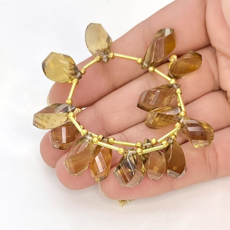 Whisky Quartz 12-17.5mm Step Cut Twisted Shape AAA Grade Gemstone Beads Layout - Total 1 Strand of 8 Inch.