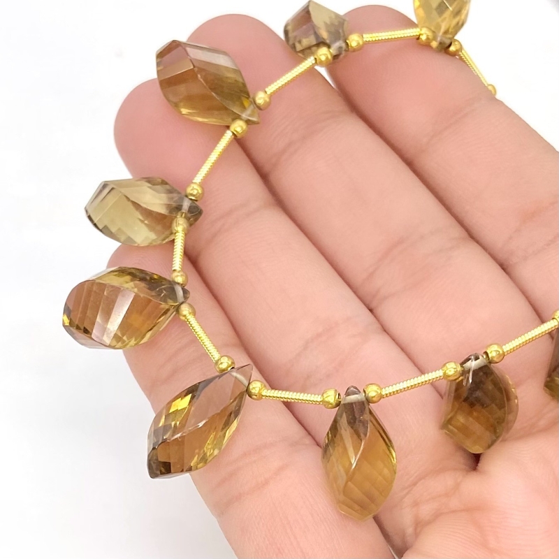 Whisky Quartz 12-17.5mm Step Cut Twisted Shape AAA Grade Gemstone Beads Layout - Total 1 Strand of 8 Inch.