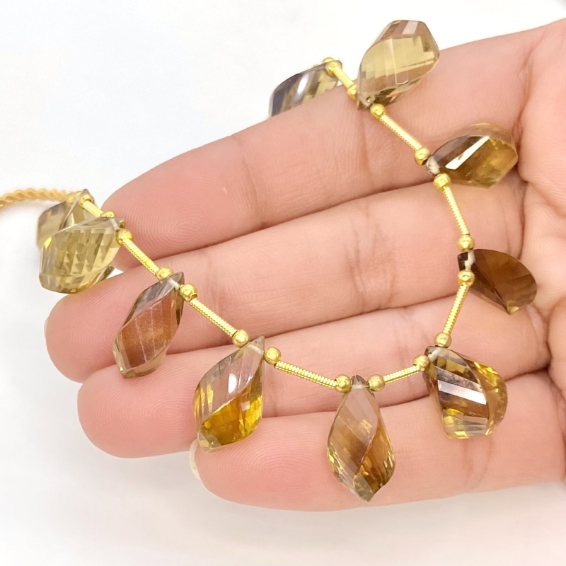 Whisky Quartz 12-17.5mm Step Cut Twisted Shape AAA Grade Gemstone Beads Layout - Total 1 Strand of 8 Inch.