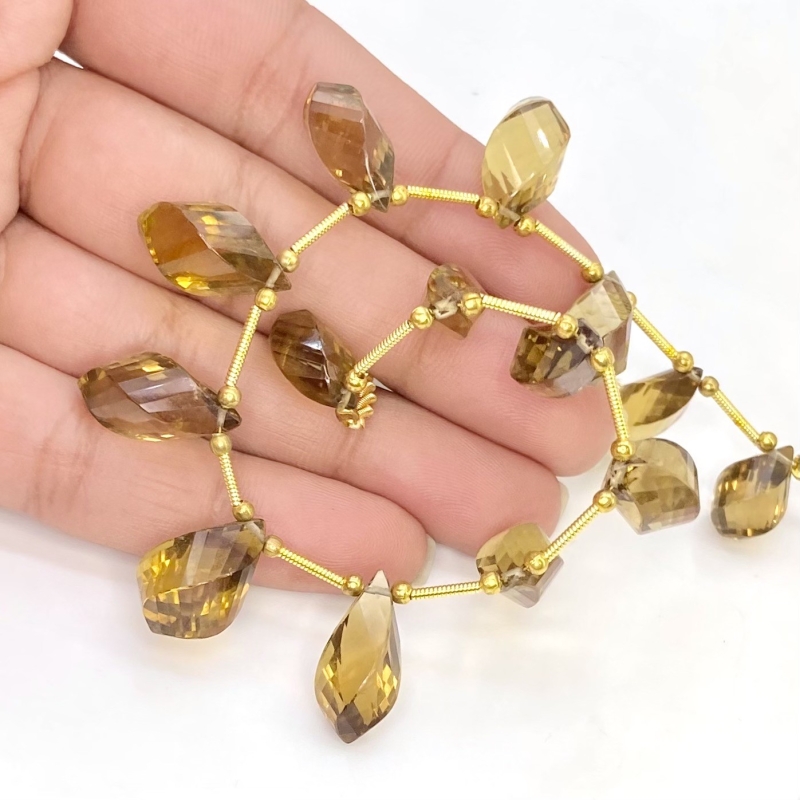 Whisky Quartz 12-17.5mm Step Cut Twisted Shape AAA Grade Gemstone Beads Layout - Total 1 Strand of 8 Inch.