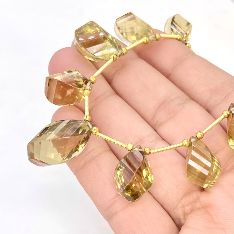 Beer Quartz 16-21mm Briolette Twisted Shape AAA Grade Gemstone Beads Layout - Total 1 Strand of 9 Inch.