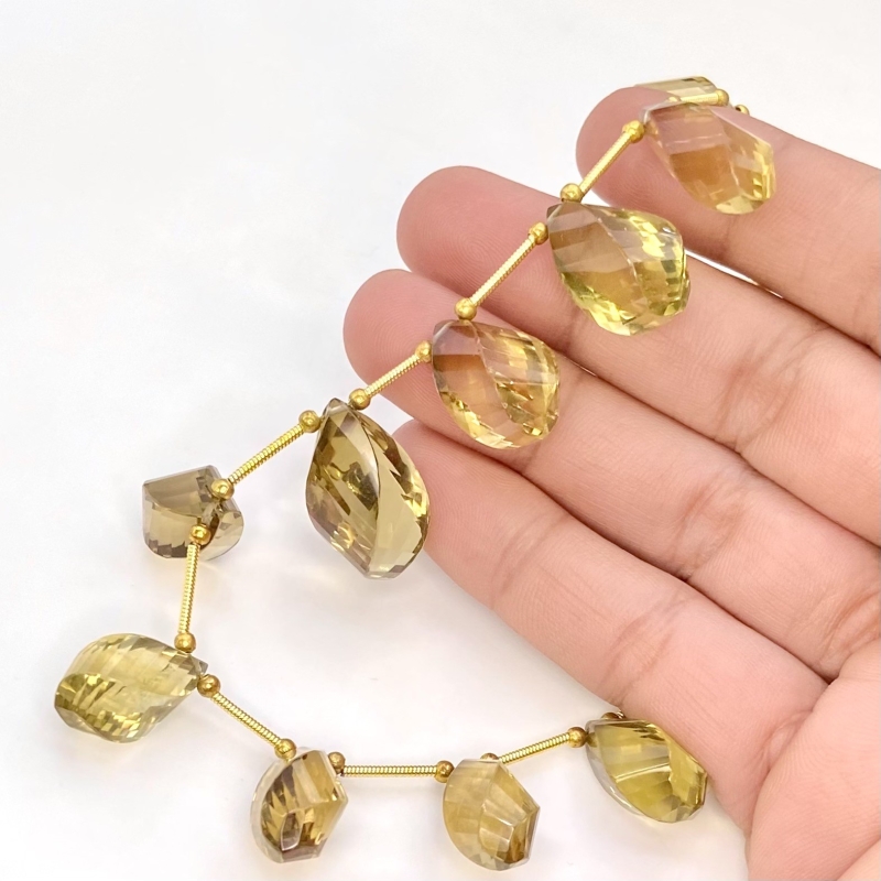 Beer Quartz 16-21mm Briolette Twisted Shape AAA Grade Gemstone Beads Layout - Total 1 Strand of 9 Inch.