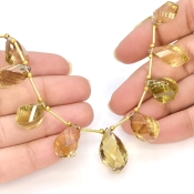 Beer Quartz 16-21mm Briolette Twisted Shape AAA Grade Gemstone Beads Layout - Total 1 Strand of 9 Inch.