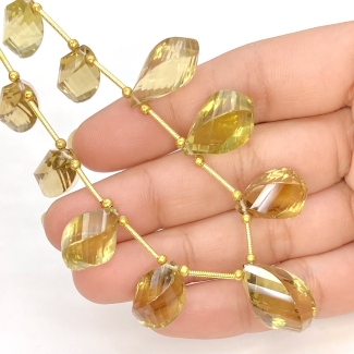 Beer Quartz 16-21mm Briolette Twisted Shape AAA Grade Gemstone Beads Layout - Total 1 Strand of 9 Inch.