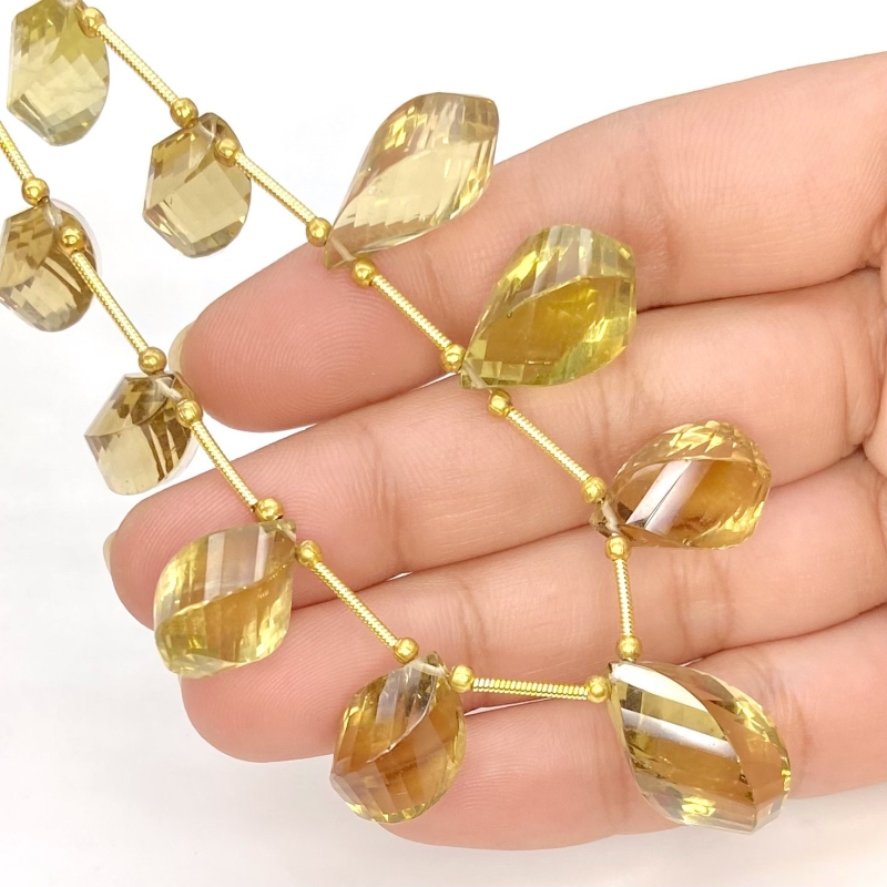 Beer Quartz 16-21mm Briolette Twisted Shape AAA Grade Gemstone Beads Layout - Total 1 Strand of 9 Inch.