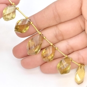 Beer Quartz 16-21mm Briolette Twisted Shape AAA Grade Gemstone Beads Layout - Total 1 Strand of 9 Inch.