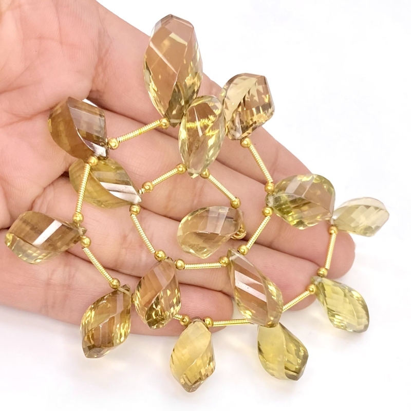 Beer Quartz 16-21mm Briolette Twisted Shape AAA Grade Gemstone Beads Layout - Total 1 Strand of 9 Inch.