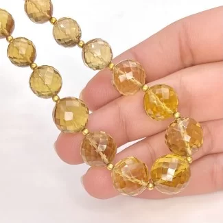 Beer Quartz 8.5-12.5mm Faceted Round Shape AA+ Grade Gemstone Beads Strand - Total 1 Strand of 8 Inch.