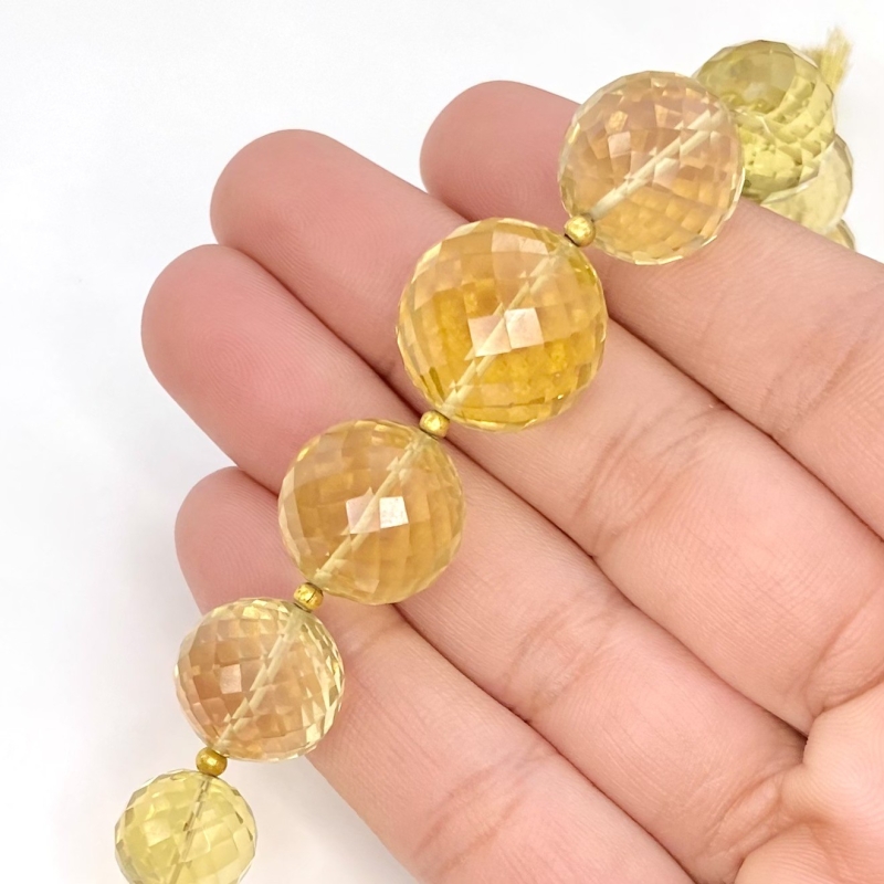 Beer Quartz 9.5-16mm Faceted Round Shape AA+ Grade Gemstone Beads Strand - Total 1 Strand of 5 Inch.