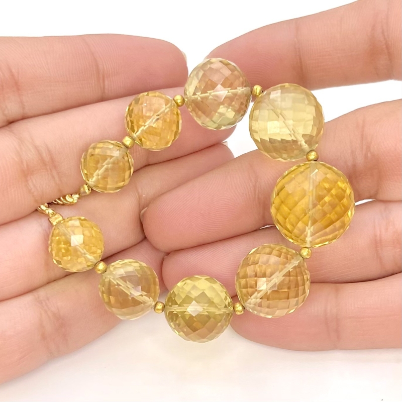 Beer Quartz 9.5-16mm Faceted Round Shape AA+ Grade Gemstone Beads Strand - Total 1 Strand of 5 Inch.